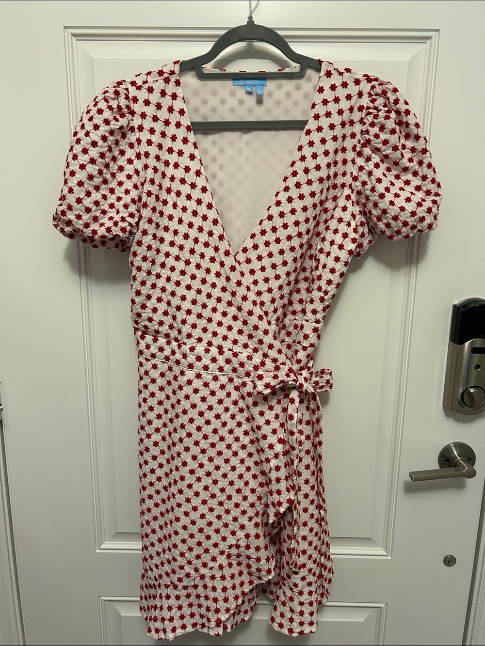 Draper James White Mini Dress with Red Star Print